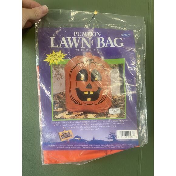 Vintage Halloween Pumpkin Leaf Lawn Bag Decoration GIANT 70 Gallon 1pk USA Made - Picture 3 of 6
